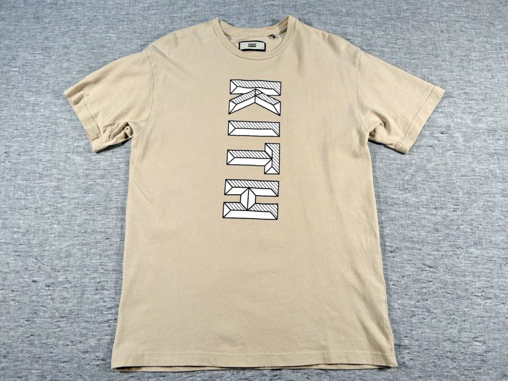 Kith Shirt Mens Medium Beige Short Sleeve Cotton Crew Designer Streetwear